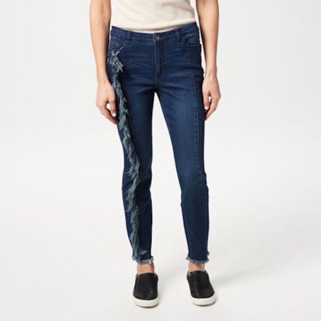 My Wonder Denim Jeans With Fray Detail Indigo Blue
